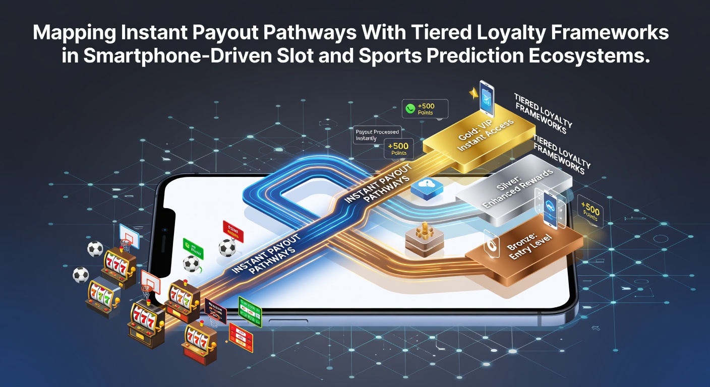 Smartphone displaying slot games and sports prediction interface with loyalty tier indicators and payout status